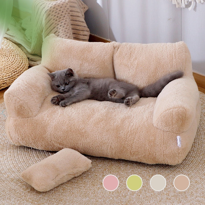 Luxury Cat Bed Sofa – Warm Plush Pet Nest for Cats & Small Dogs | Cozy Winter Puppy Bed