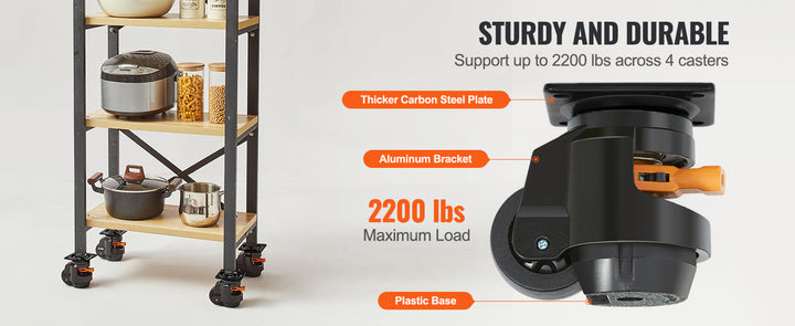 SucceBuy Heavy Duty Leveling Casters with Adjustable Feet