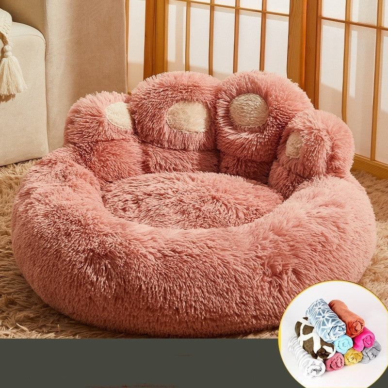Warm Fleece-Lined Dog Bed Sofa – Cozy Kennel Mattress for Medium & Large Dogs | Soft Plush Pet Couch for Corgi, Golden Retriever & More