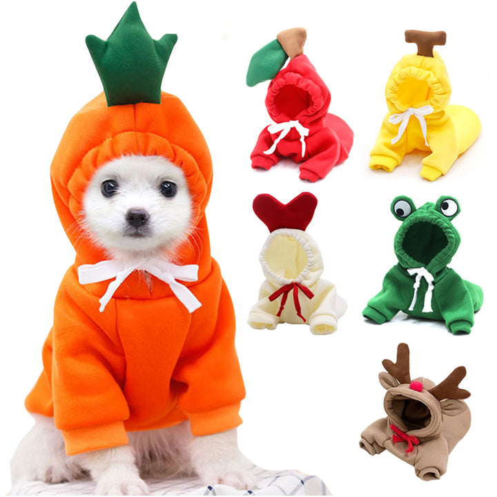 Cute Fruit Dog Hoodie – Warm Fleece Winter Clothes for Small Dogs, Cats, Chihuahua & Puppy Outfits