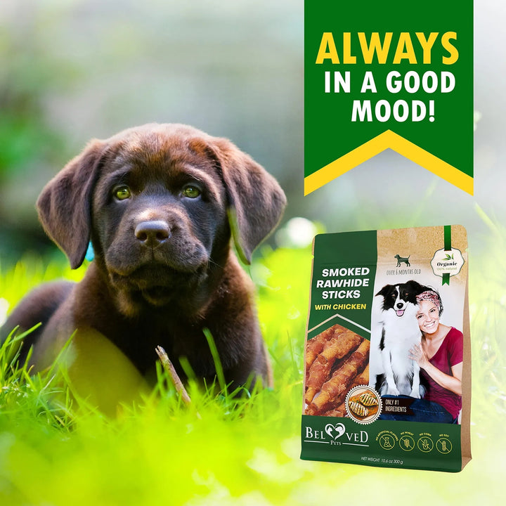 Dog Smoked Rawhide Sticks Wrapped Chicken, Pet Natural Chew Treats Grain Free Organic