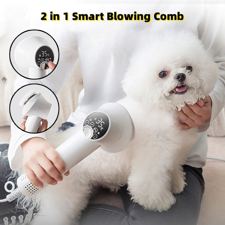 Smart Pet Hair Dryer & Comb – Silent, Safe Grooming Tool for Dogs & Cats