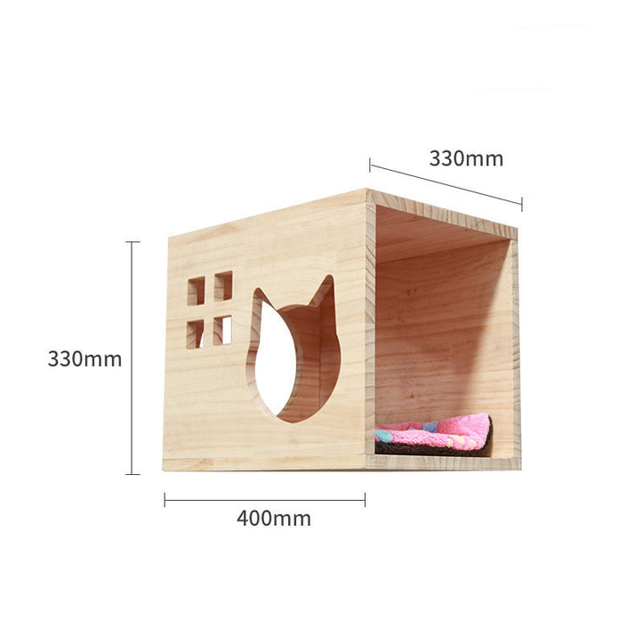 Wall-Mounted Solid Wood Cat Climbing Platform & Ladder