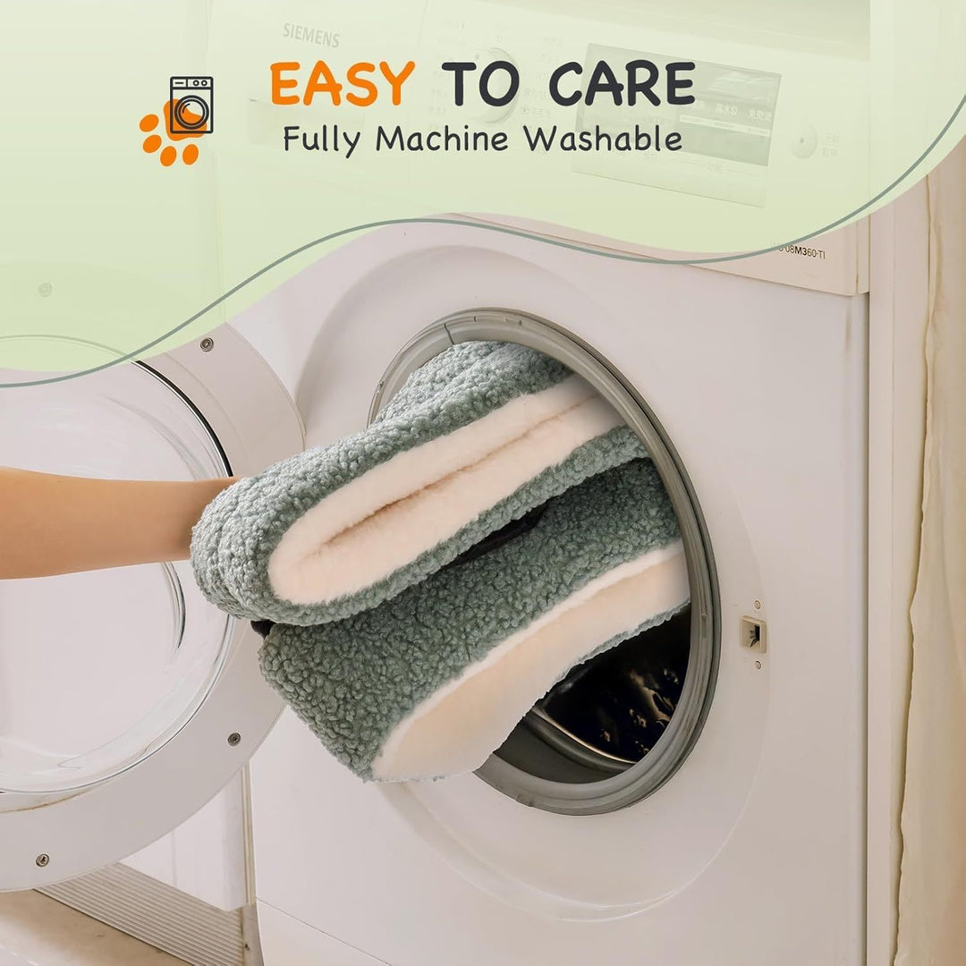 Mewoo Washable Pet Bed For Cats & Small Dogs, Plush Indoor Cat Bed For Kittens & Puppies, Sage Green