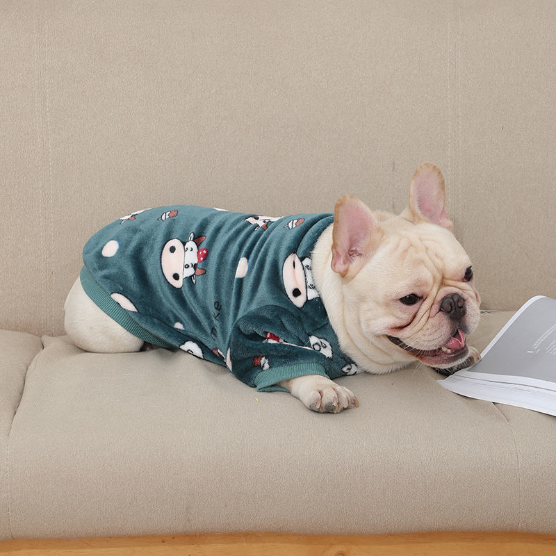 Fashion French Plush Pet Pajamas – Soft & Cozy Winter Sleepwear for Small Dogs & Cats