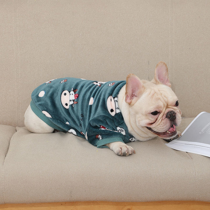 Fashion French Plush Pet Pajamas – Soft & Cozy Winter Sleepwear for Small Dogs & Cats